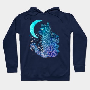 Cat Moon Dreaming (Blue Kitty Edition) Hoodie